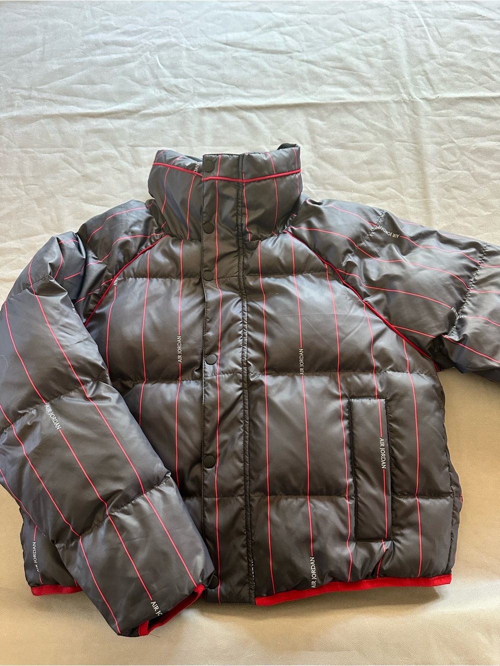 Dope! Jordan Black Puffer Jacket with Red Pinstripe Accents, rare one off!